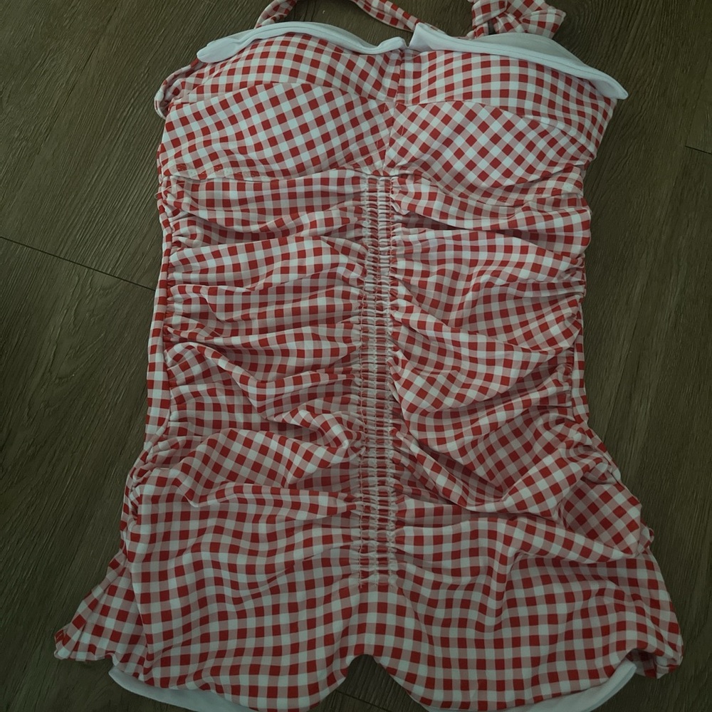 Red and White Gingham Swimsuit